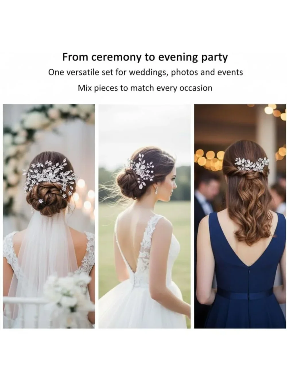 Gorgeous Rhinestone Hair Pins Set for Brides, Bridesmaids & Flower Girls - 10